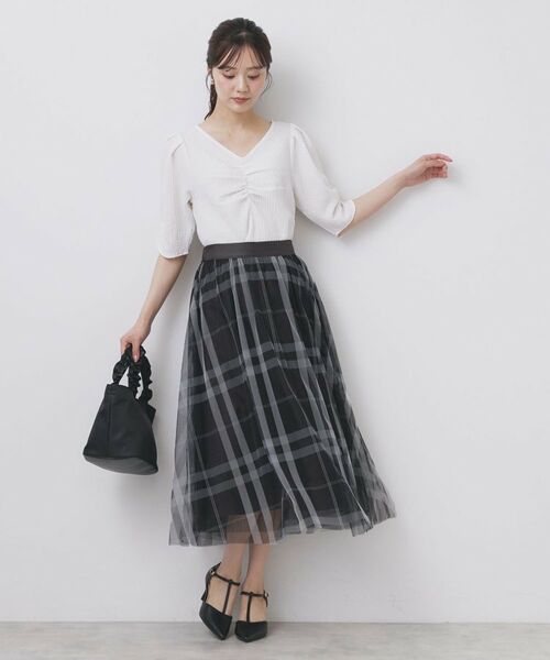 index / インデックス シャツ・ブラウス | フロントギャザージャガードブラウス【洗濯機洗い可】 | 詳細3