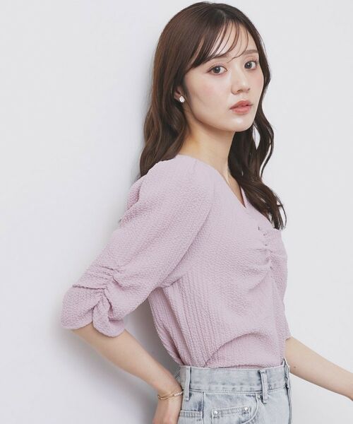 index / インデックス シャツ・ブラウス | フロントギャザージャガードブラウス【洗濯機洗い可】 | 詳細9