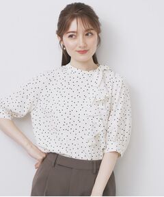 index / インデックス シャツ・ブラウス | ロールカラーアシメフリルリボンブラウス【洗濯機洗い可/イージーアイロン】