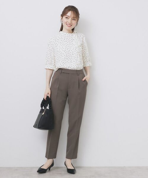 index / インデックス シャツ・ブラウス | ロールカラーアシメフリルリボンブラウス【洗濯機洗い可/イージーアイロン】 | 詳細10