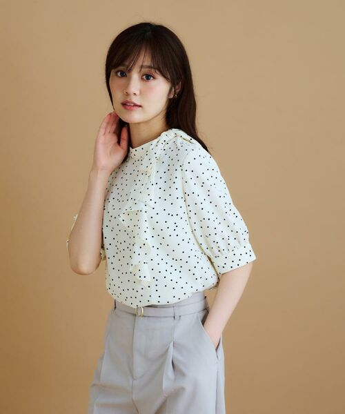 index / インデックス シャツ・ブラウス | ロールカラーアシメフリルリボンブラウス【洗濯機洗い可/イージーアイロン】 | 詳細12