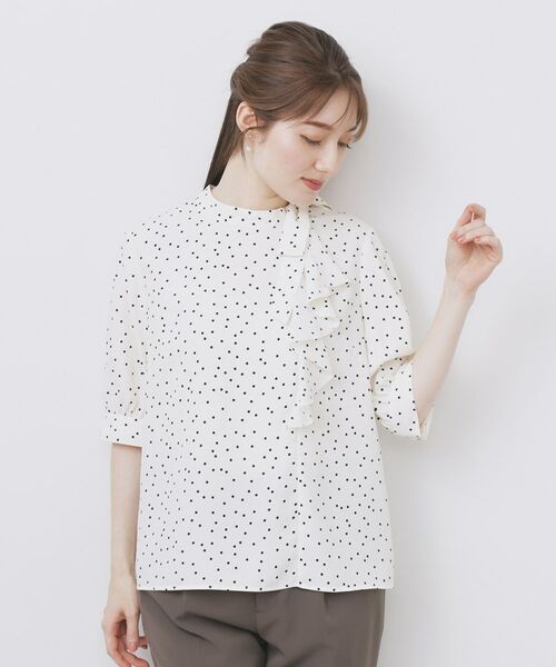 index / インデックス シャツ・ブラウス | ロールカラーアシメフリルリボンブラウス【洗濯機洗い可/イージーアイロン】 | 詳細16