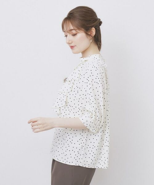 index / インデックス シャツ・ブラウス | ロールカラーアシメフリルリボンブラウス【洗濯機洗い可/イージーアイロン】 | 詳細17