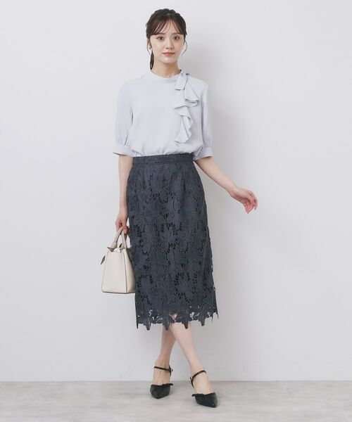 index / インデックス シャツ・ブラウス | ロールカラーアシメフリルリボンブラウス【洗濯機洗い可/イージーアイロン】 | 詳細6