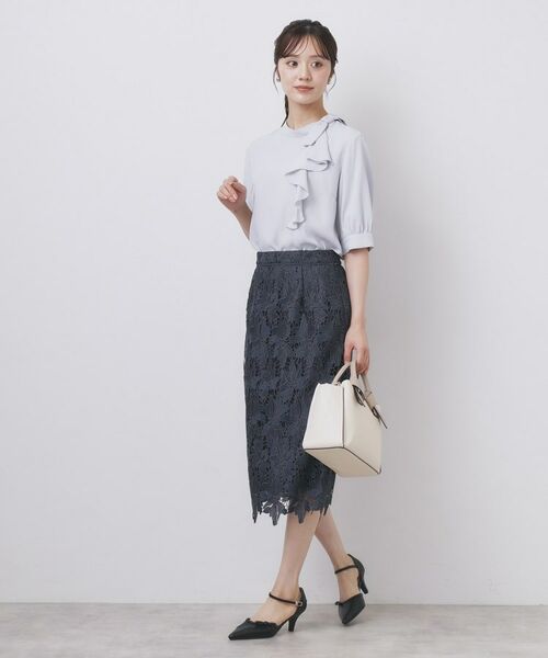 index / インデックス シャツ・ブラウス | ロールカラーアシメフリルリボンブラウス【洗濯機洗い可/イージーアイロン】 | 詳細7