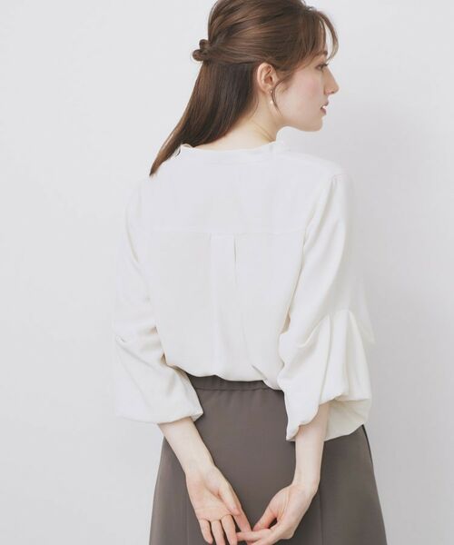 index / インデックス シャツ・ブラウス | スキッパーバルーンスリーブブラウス【洗濯機洗い可/イージーアイロン】 | 詳細1