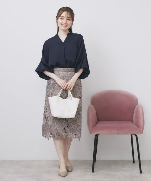 index / インデックス シャツ・ブラウス | スキッパーバルーンスリーブブラウス【洗濯機洗い可/イージーアイロン】 | 詳細10