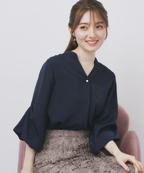 index/インデックス スキッパーバルーンスリーブブラウス【洗濯機洗い可/イージーアイロン】 ネイビー(094) 38(M) index/インデックス スキッパーバルーンスリーブブラウス【洗濯機洗い可/イージーアイロン】 ネイビー(094) 38(M)