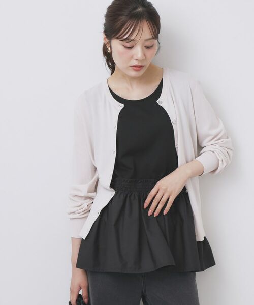 index / インデックス カットソー | ノースリペプラムドッキングトップス【洗濯機洗い可/接触冷感】(ブラック(019))