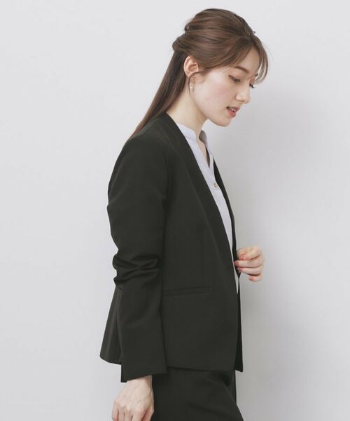 index / インデックス ノーカラージャケット | ストレッチノーカラージャケット/セットアップ対応【洗濯機洗い可/イージーアイロン/防シワ】 | 詳細1