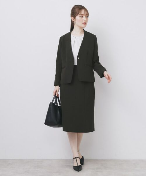 J658新品J.PRESS ストレッチノーカラージャケット13号￥28050 ストレッチノーカラージャケット/セットアップ対応【洗濯機洗い