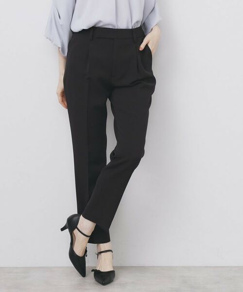 index/インデックス 《XS-LLサイズ》ストレッチテーパードパンツ/セットアップ対応【洗濯機洗い可/イージーアイロン/防シワ】 ブラック(019) 40(L)