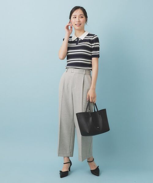 index / インデックス ニット・セーター | ランダムボーダーケーブルポロニット【洗濯機洗い可/抗ピル】 | 詳細10