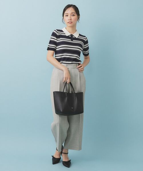 index / インデックス ニット・セーター | ランダムボーダーケーブルポロニット【洗濯機洗い可/抗ピル】 | 詳細11