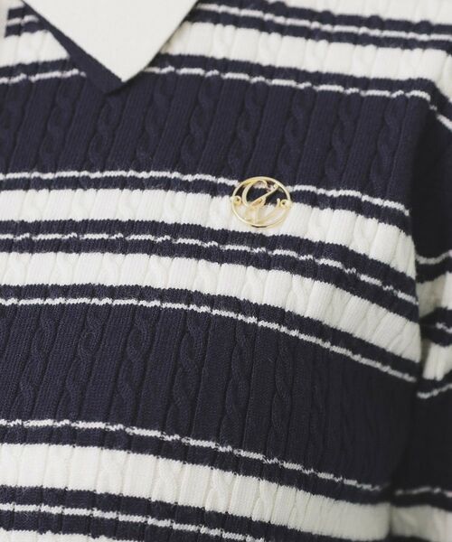 index / インデックス ニット・セーター | ランダムボーダーケーブルポロニット【洗濯機洗い可/抗ピル】 | 詳細12
