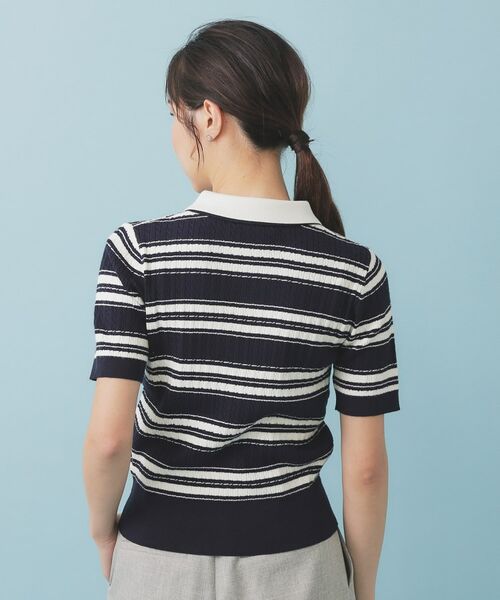 index / インデックス ニット・セーター | ランダムボーダーケーブルポロニット【洗濯機洗い可/抗ピル】 | 詳細15