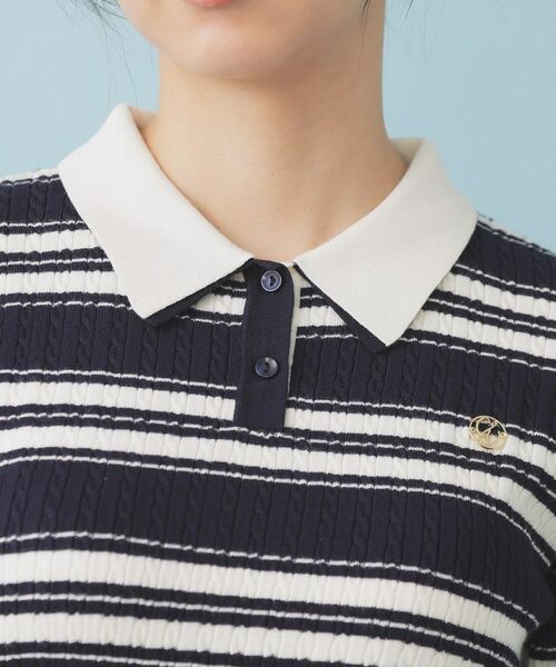 index / インデックス ニット・セーター | ランダムボーダーケーブルポロニット【洗濯機洗い可/抗ピル】 | 詳細16