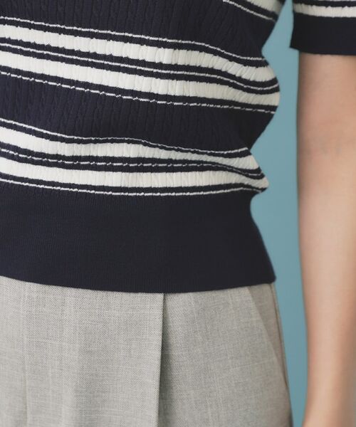 index / インデックス ニット・セーター | ランダムボーダーケーブルポロニット【洗濯機洗い可/抗ピル】 | 詳細18