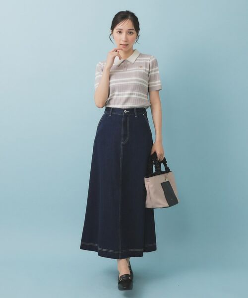 index / インデックス ニット・セーター | ランダムボーダーケーブルポロニット【洗濯機洗い可/抗ピル】 | 詳細2