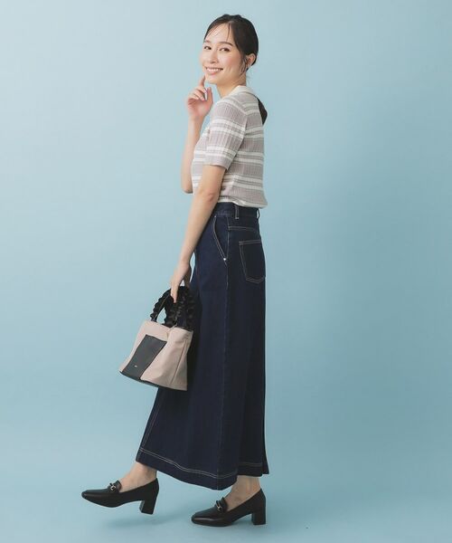 index / インデックス ニット・セーター | ランダムボーダーケーブルポロニット【洗濯機洗い可/抗ピル】 | 詳細3