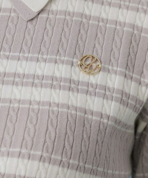 index / インデックス ニット・セーター | ランダムボーダーケーブルポロニット【洗濯機洗い可/抗ピル】 | 詳細4