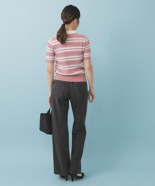 index / インデックス ニット・セーター | ランダムボーダーケーブルポロニット【洗濯機洗い可/抗ピル】 | 詳細7