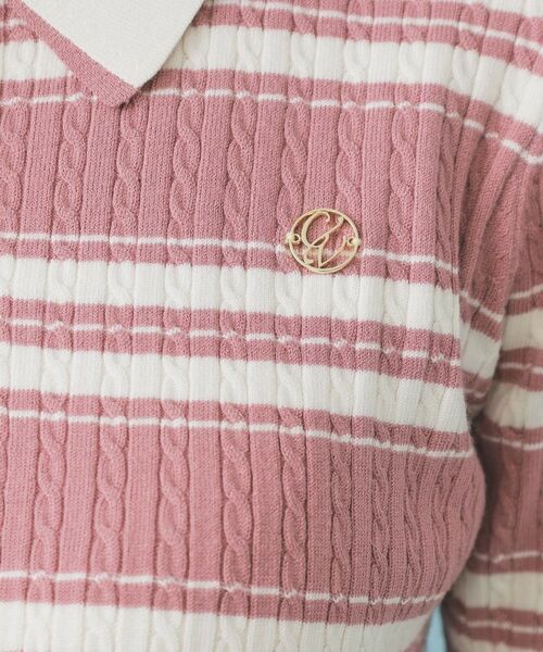 index / インデックス ニット・セーター | ランダムボーダーケーブルポロニット【洗濯機洗い可/抗ピル】 | 詳細8
