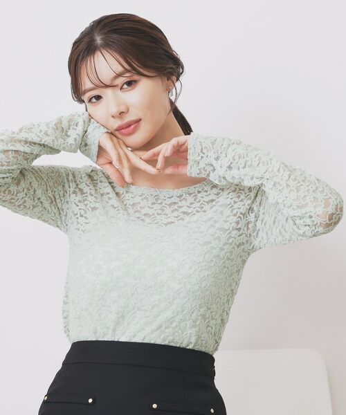 index / インデックス カットソー | モールレースシアートップス【洗濯機OK】(ミントグリーン(021))