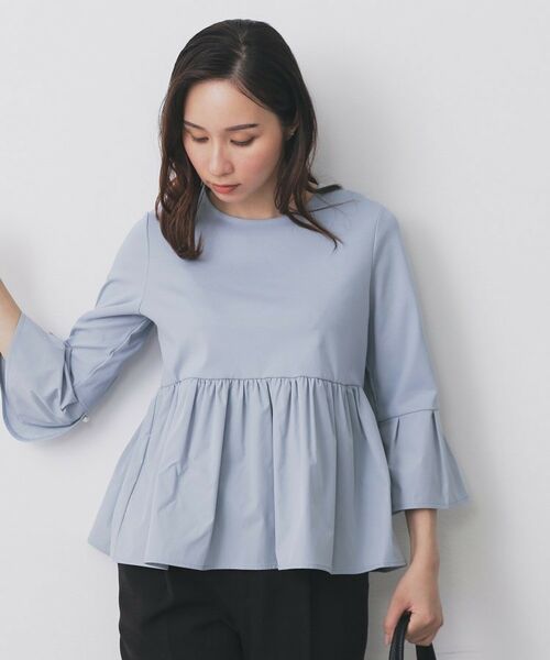 index / インデックス カットソー | ドッキングペプラムトップス【洗濯機洗い可】(ブルー(091))