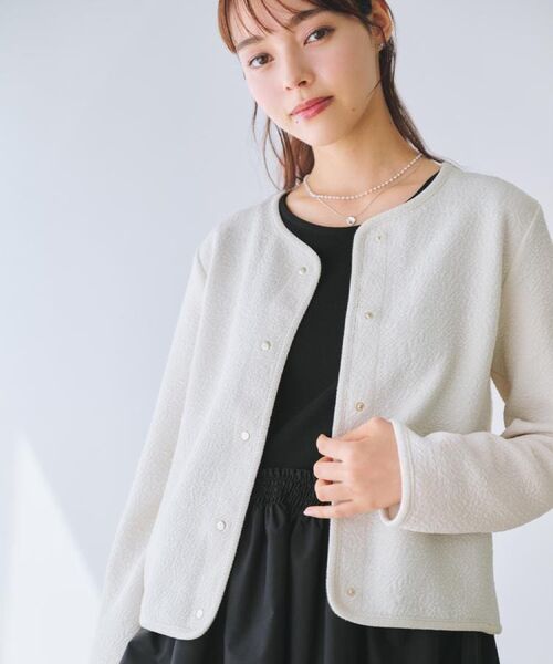 index / インデックス レザーブルゾン・ジャケット | ストレッチノーカラーブルゾン【洗濯機OK】 | 詳細1