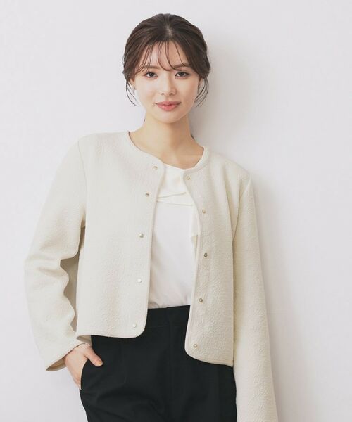 index / インデックス レザーブルゾン・ジャケット | ストレッチノーカラーブルゾン【洗濯機OK】 | 詳細3