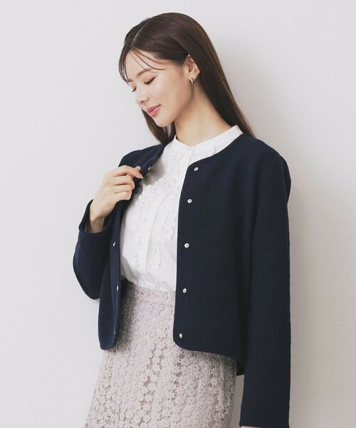 index / インデックス レザーブルゾン・ジャケット | ストレッチノーカラーブルゾン【洗濯機OK】 | 詳細7