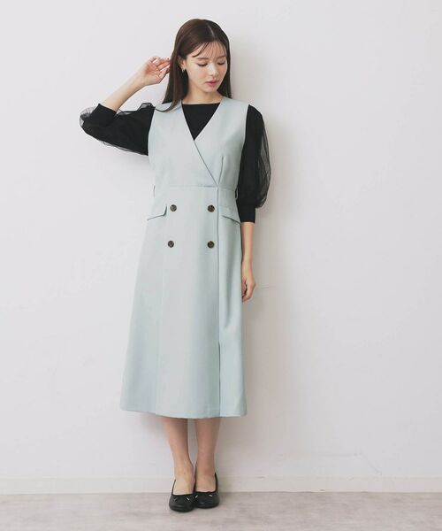 index / インデックス ミニ丈・ひざ丈ワンピース | トレンチディティールワンピース【洗濯機OK/イージーアイロン/防シワ】 | 詳細11