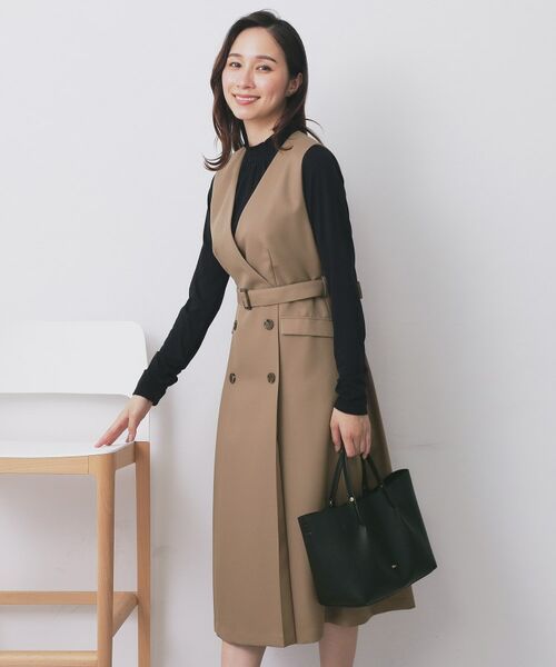 index / インデックス ミニ丈・ひざ丈ワンピース | トレンチディティールワンピース【洗濯機OK/イージーアイロン/防シワ】 | 詳細14