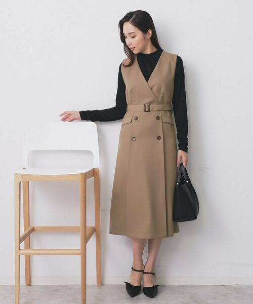 index / インデックス ミニ丈・ひざ丈ワンピース | トレンチディティールワンピース【洗濯機OK/イージーアイロン/防シワ】 | 詳細15