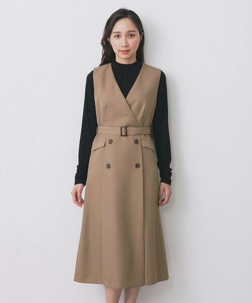 index / インデックス ミニ丈・ひざ丈ワンピース | トレンチディティールワンピース【洗濯機OK/イージーアイロン/防シワ】 | 詳細19