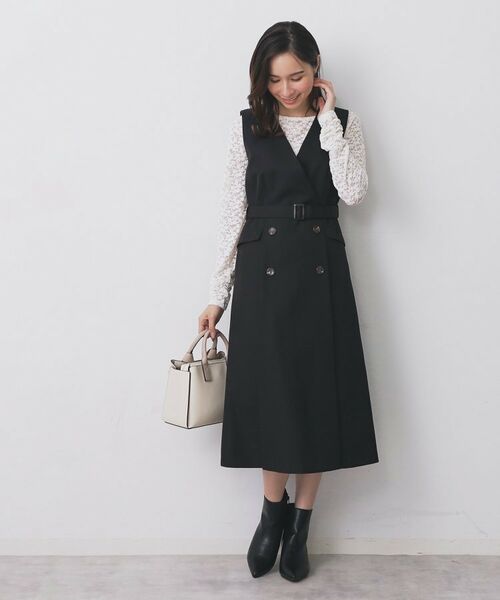 index / インデックス ミニ丈・ひざ丈ワンピース | トレンチディティールワンピース【洗濯機OK/イージーアイロン/防シワ】 | 詳細2