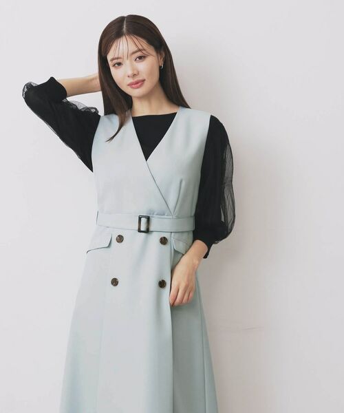 index / インデックス ミニ丈・ひざ丈ワンピース | トレンチディティールワンピース【洗濯機OK/イージーアイロン/防シワ】 | 詳細7