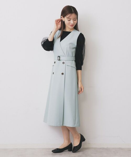 index / インデックス ミニ丈・ひざ丈ワンピース | トレンチディティールワンピース【洗濯機OK/イージーアイロン/防シワ】 | 詳細9