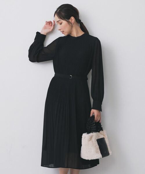 index / インデックス ミニ丈・ひざ丈ワンピース | 《5色展開/S-3Lサイズ》プリーツフレアワンピース【洗濯機OK/防シワ】 | 詳細11