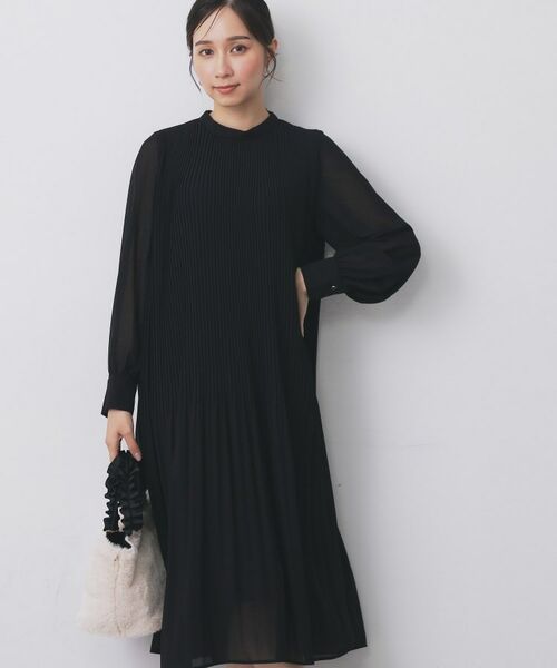 index / インデックス ミニ丈・ひざ丈ワンピース | 《5色展開/S-3Lサイズ》プリーツフレアワンピース【洗濯機OK/防シワ】 | 詳細14