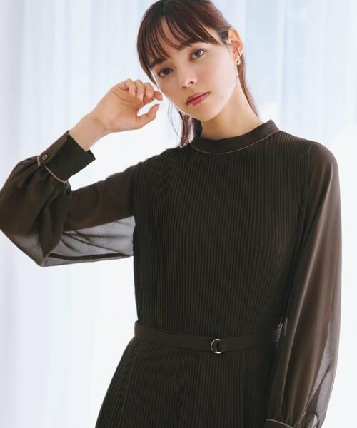 index / インデックス ミニ丈・ひざ丈ワンピース | 《5色展開/S-3Lサイズ》プリーツフレアワンピース【洗濯機OK/防シワ】 | 詳細2