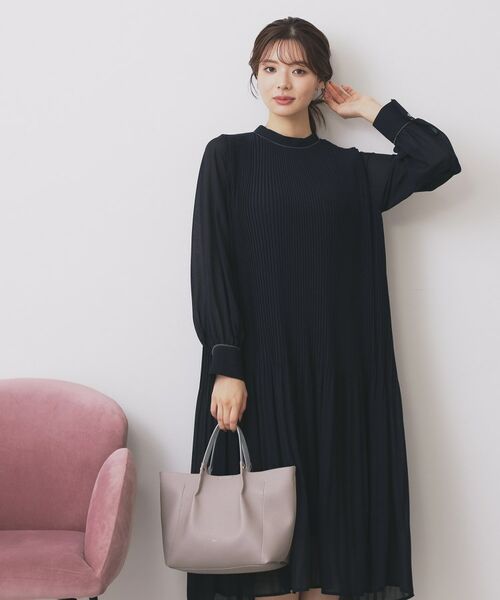 index / インデックス ミニ丈・ひざ丈ワンピース | 《5色展開/S-3Lサイズ》プリーツフレアワンピース【洗濯機OK/防シワ】 | 詳細23