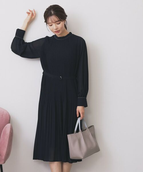index / インデックス ミニ丈・ひざ丈ワンピース | 《5色展開/S-3Lサイズ》プリーツフレアワンピース【洗濯機OK/防シワ】 | 詳細25