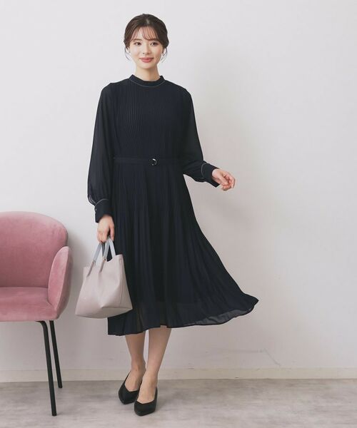 index / インデックス ミニ丈・ひざ丈ワンピース | 《5色展開/S-3Lサイズ》プリーツフレアワンピース【洗濯機OK/防シワ】 | 詳細26