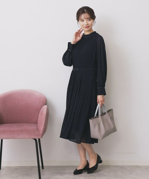 index / インデックス ミニ丈・ひざ丈ワンピース | 《5色展開/S-3Lサイズ》プリーツフレアワンピース【洗濯機OK/防シワ】 | 詳細27