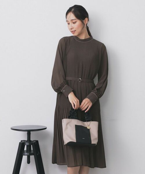 index / インデックス ミニ丈・ひざ丈ワンピース | 《5色展開/S-3Lサイズ》プリーツフレアワンピース【洗濯機OK/防シワ】 | 詳細5