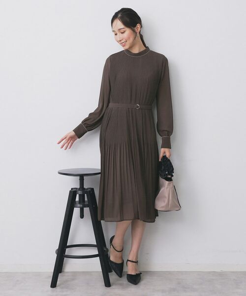 index / インデックス ミニ丈・ひざ丈ワンピース | 《5色展開/S-3Lサイズ》プリーツフレアワンピース【洗濯機OK/防シワ】 | 詳細6