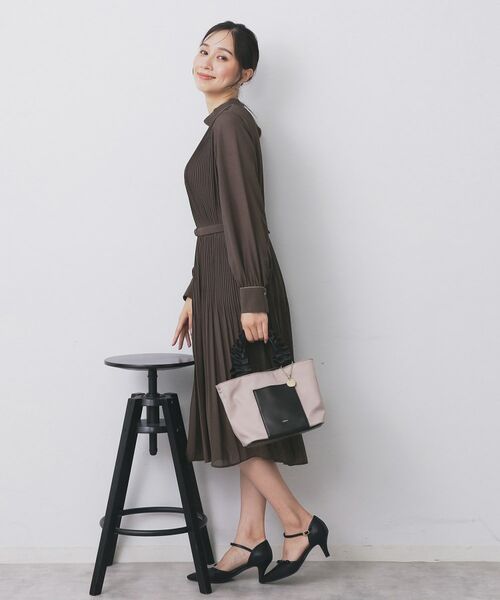 index / インデックス ミニ丈・ひざ丈ワンピース | 《5色展開/S-3Lサイズ》プリーツフレアワンピース【洗濯機OK/防シワ】 | 詳細7