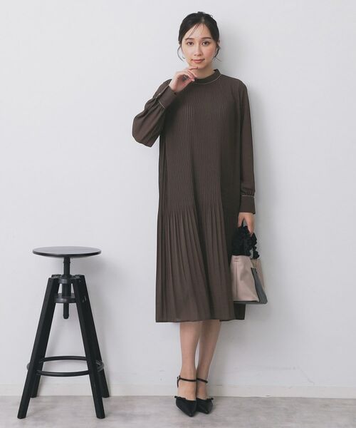 index / インデックス ミニ丈・ひざ丈ワンピース | 《5色展開/S-3Lサイズ》プリーツフレアワンピース【洗濯機OK/防シワ】 | 詳細9